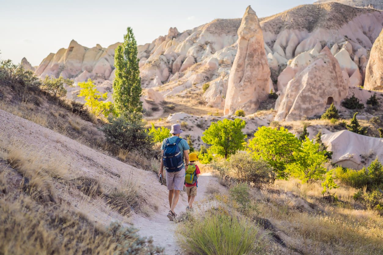 A hiker on the valley trail